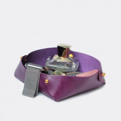 Кожаный лоток для мелочей Clover (фиолетовый)