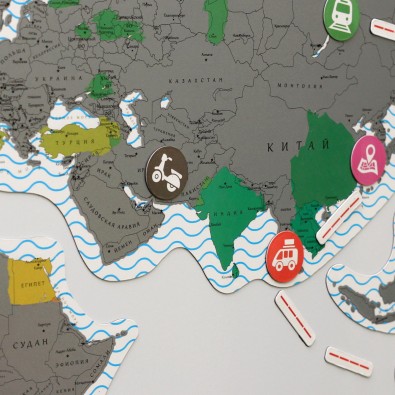Магнитная скретч карта мира TrueMap Puzzle Silver