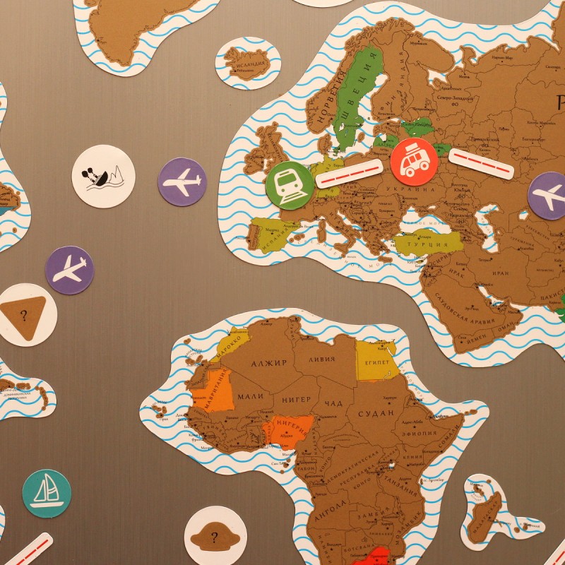 Магнитная скретч карта мира True Map Puzzle Gold