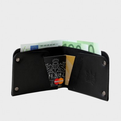 Кожаный кошелек с отделением для карт Optima (черный)
