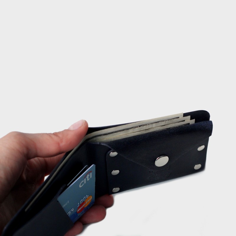 Кожаный кошелек с отделением для монет Monas (синий)