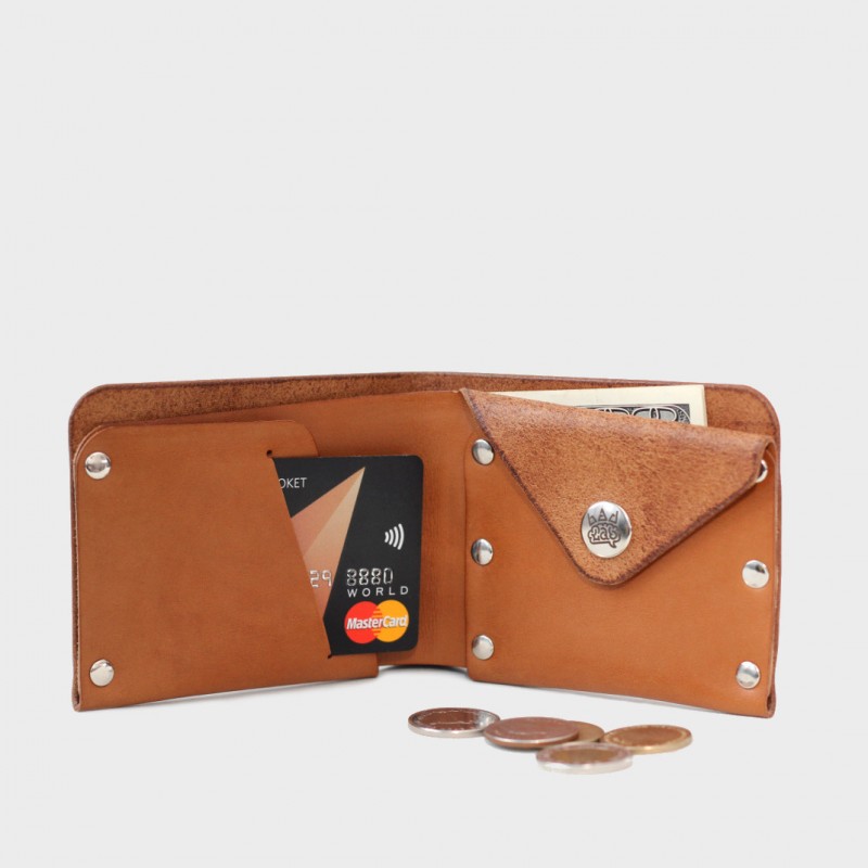 Кожаный кошелек с отделением для монет Monas (медовый)