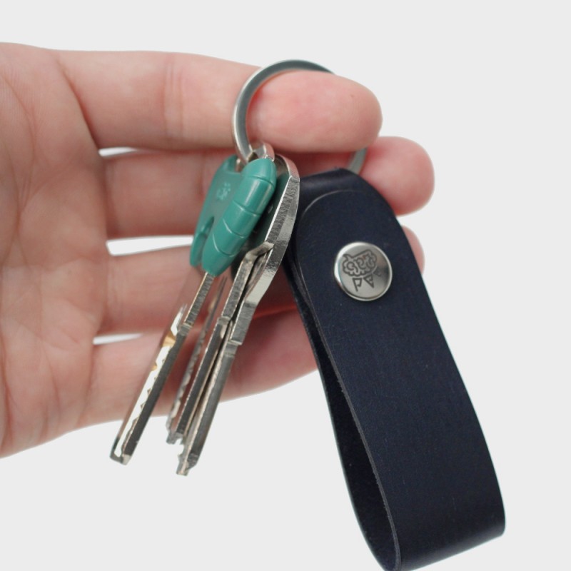 Кожаная ключница / брелок для ключей Loop (синий)